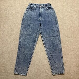 Vtg 70s Lee‎ Jeans Womens 24x29 Blue High Rise Talon Zip Tapered Acid Wash Denim